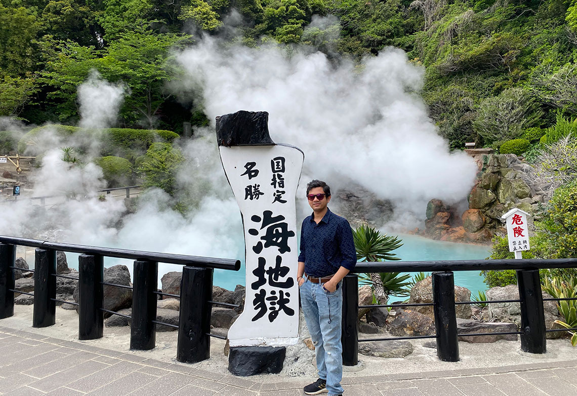 Ankit Pal at hot springs in Kyushu, Japan